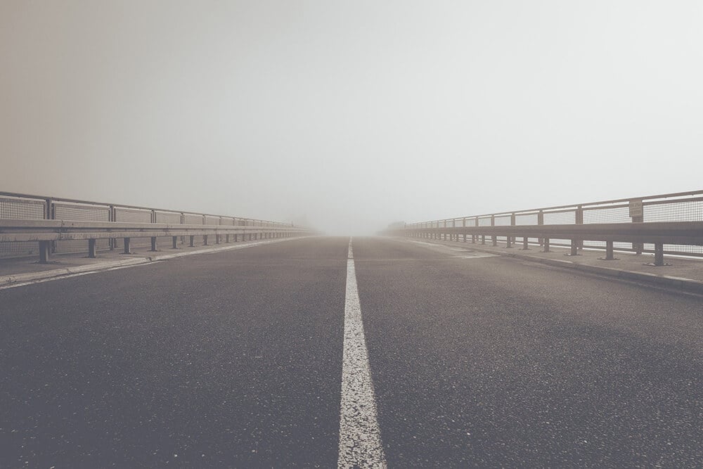 Empty road on a hazy day