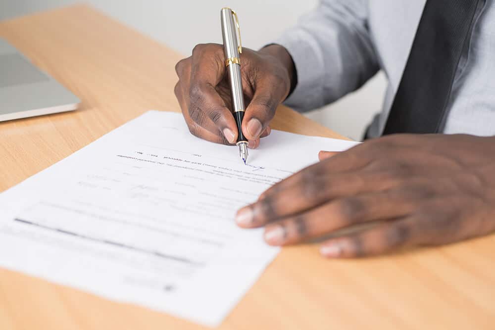 person signing document