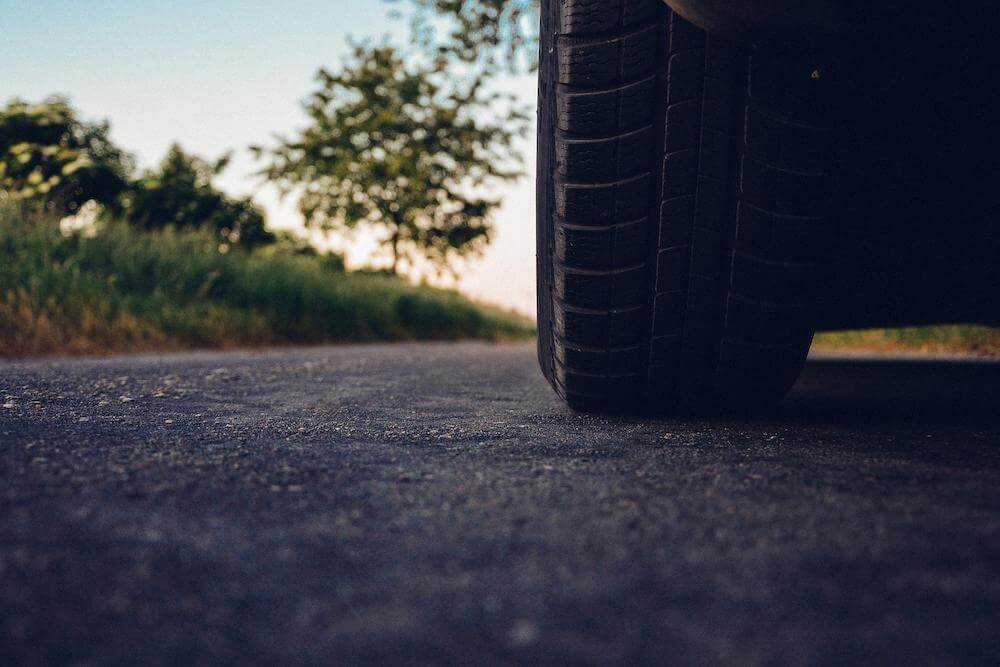 Tire on road